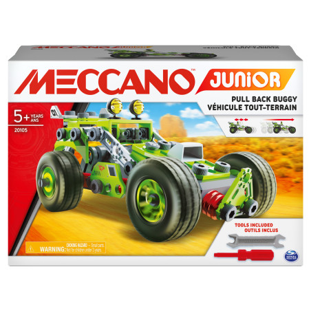 Meccano Junior - Veicolo Buggy A Retrocarica, Multimodello 2 In 1, kit di costruzioni per bambini da 8 anni