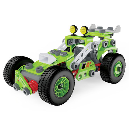 Meccano Junior - Veicolo Buggy A Retrocarica, Multimodello 2 In 1, kit di costruzioni per bambini da 8 anni