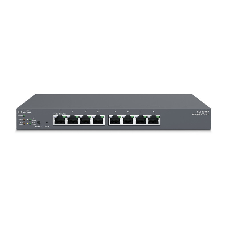 EnGenius ECS1008P switch di rete Gestito L2 Gigabit Ethernet (10/100/1000) Supporto Power over Ethernet (PoE) Nero