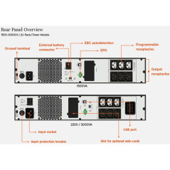 Vertiv Liebert UPS Edge, 3300VA 2700W, Line Interactive, AVR, montaggio Tower Rack