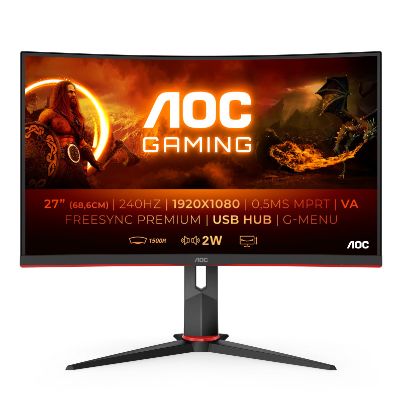 AOC G2 C27G2ZU/BK Monitor PC 68,6 cm (27") 1920 x 1080 Pixel Full HD LED Nero, Rosso