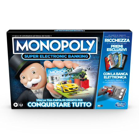 Monopoly Super Electronic Banking, gioco da tavolo, banca elettronica senza contanti, dagli 8 anni in su