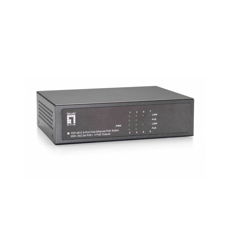 LevelOne FEP-0812 switch di rete Fast Ethernet (10/100) Supporto Power over Ethernet (PoE) Nero