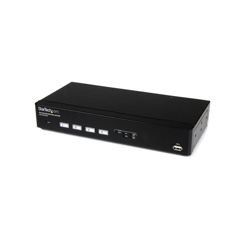 StarTech.com Switch Commutatore KVM USB DVI a 4 porte con tecnologia di commutazione rapida DDM incluso di cavi