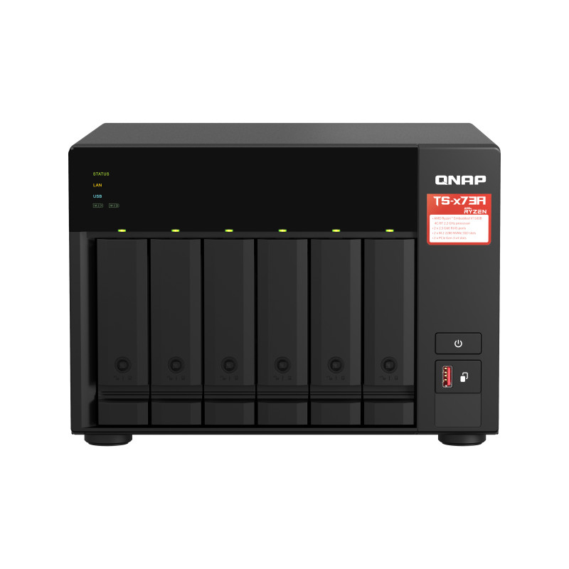 QNAP TS-673A NAS Tower AMD Ryzen V1500B 8 GB DDR4 QNAP Turbo System Nero