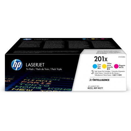 HP Confezione da 3 cartucce toner ciano magenta giallo originale ad alta capacità LaserJet 201X