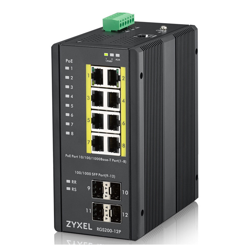 Zyxel RGS200-12P Gestito L2 Gigabit Ethernet (10/100/1000) Supporto Power over Ethernet (PoE) Nero