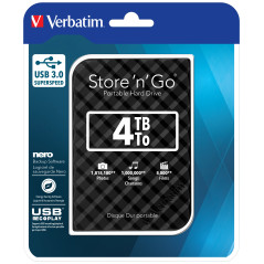 Verbatim Disco rigido portatile Store 'n' Go USB 3.0 da 4 TB Nero