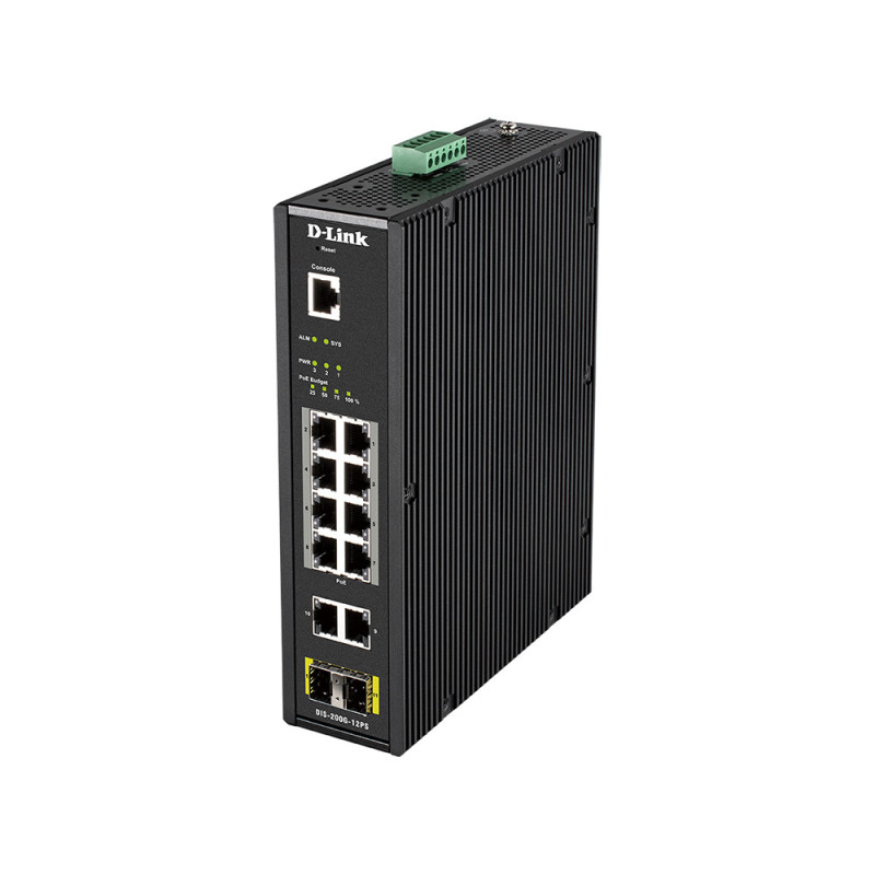 D-Link DIS-200G-12PS switch di rete Gestito L2 Gigabit Ethernet (10/100/1000) Supporto Power over Ethernet (PoE) Nero