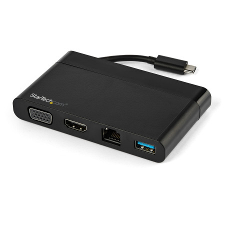 StarTech.com Adattatore multiporta USB C con HDMI, VGA, Gigabit Ethernet e USB 3.0 - Mini dock hub USB C a HDMI 4K o VGA 1080p