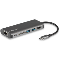 StarTech.com Adattatore Multiporta USB C, Dock USB-C Portatile con HDMI 4K, Hub 3x USB 3.0, SD SDHC, GbE, PD 60 W Pass-Through