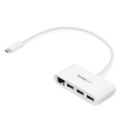 StarTech.com Hub USB 3.0 (5Gbps) a 3 porte con Gigabit Ethernet - USB-C a 3x USB-A - Bianco