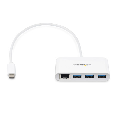 StarTech.com Hub USB 3.0 (5Gbps) a 3 porte con Gigabit Ethernet - USB-C a 3x USB-A - Bianco