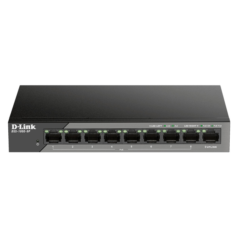 D-Link DSS-100E-9P switch di rete Non gestito Fast Ethernet (10/100) Supporto Power over Ethernet (PoE) Nero