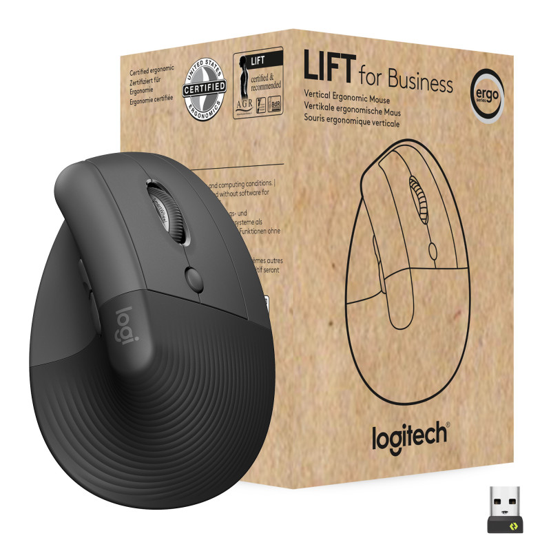 Logitech Lift for Business mouse Ufficio Mano destra RF senza fili + Bluetooth Ottico 4000 DPI