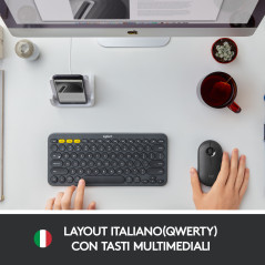 Logitech K380 Multi-Device Tastiera Bluetooth Wireless, Design Easy-Switch, Sottile, Portatile, 2 Anni di Batteria, Funziona