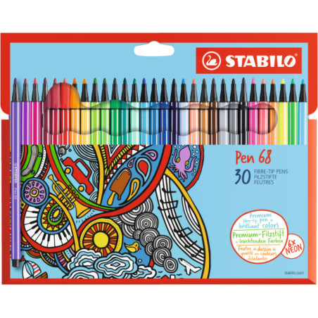 STABILO Pen 68 Cardboard Wallet marcatore Medio Multicolore 30 pz