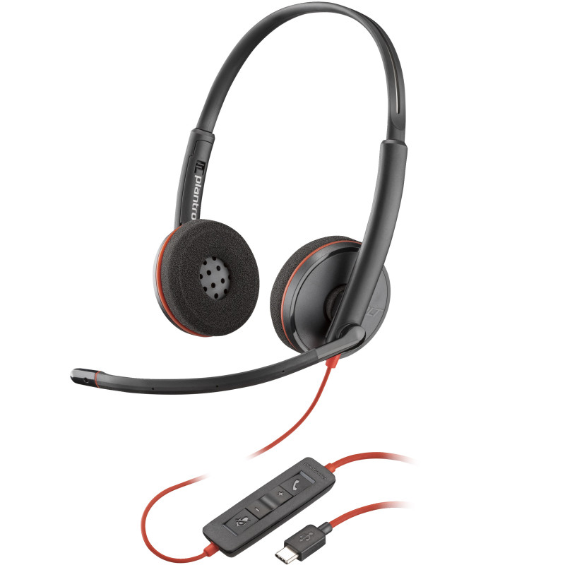 POLY Cuffie Blackwire C3220 stereo USB-C nere + custodia (sfuse)