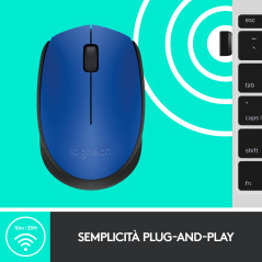 Logitech M171 Blue-K mouse Ufficio Ambidestro RF Wireless Ottico 1000 DPI