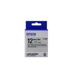 Epson Nastro fondo Opaco Argento per testo Nero 12 9 LK-4SBE