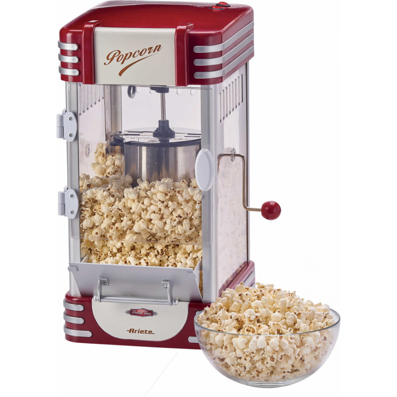 Ariete Popcorn Popper XL Party Time 2953, Macchina Pop Corn, 700gr di Pop Corn in Meno di 2 Minuti, Rosso