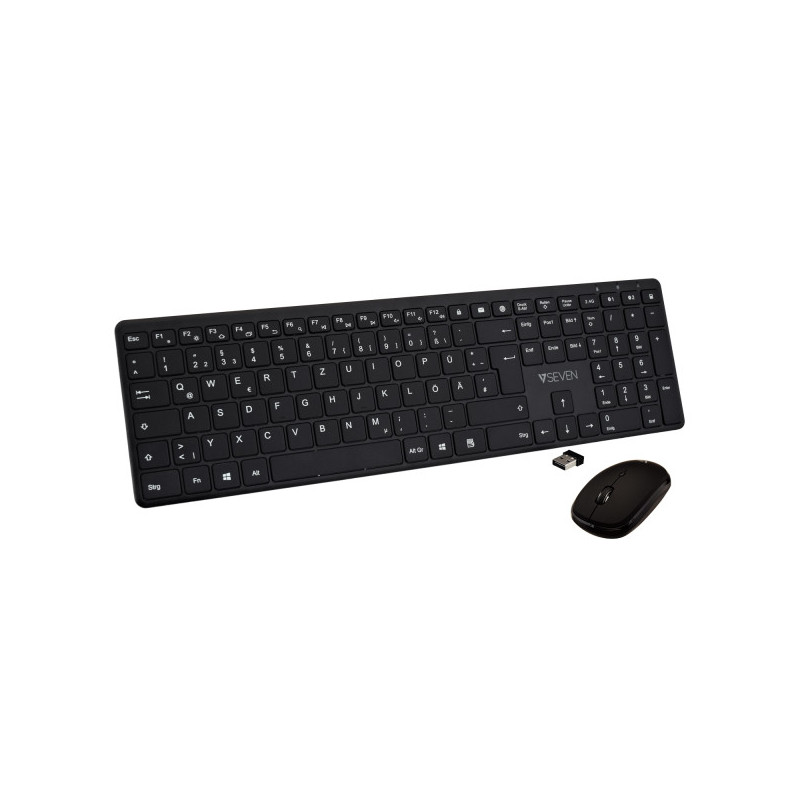 V7 CKW550DEBT tastiera Mouse incluso Universale RF senza fili + Bluetooth QWERTZ Tedesco Nero