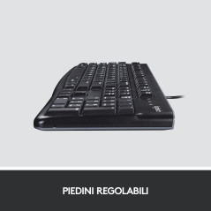 Logitech K120 Tastiera con Cavo per Windows, USB Plug-and-Play, Dimensioni Standard, Resistente agli Schizzi, Barra Spaziatrice