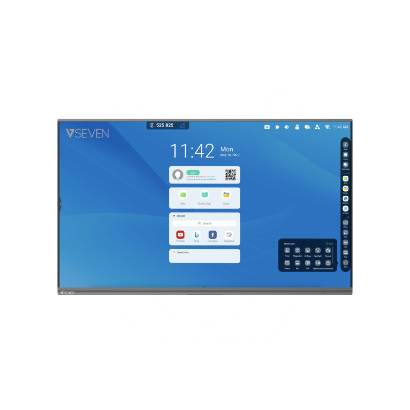 V7 IFP7502-V7PRO lavagna interattiva 190,5 cm (75") 3840 x 2160 Pixel Touch screen Nero USB / Bluetooth