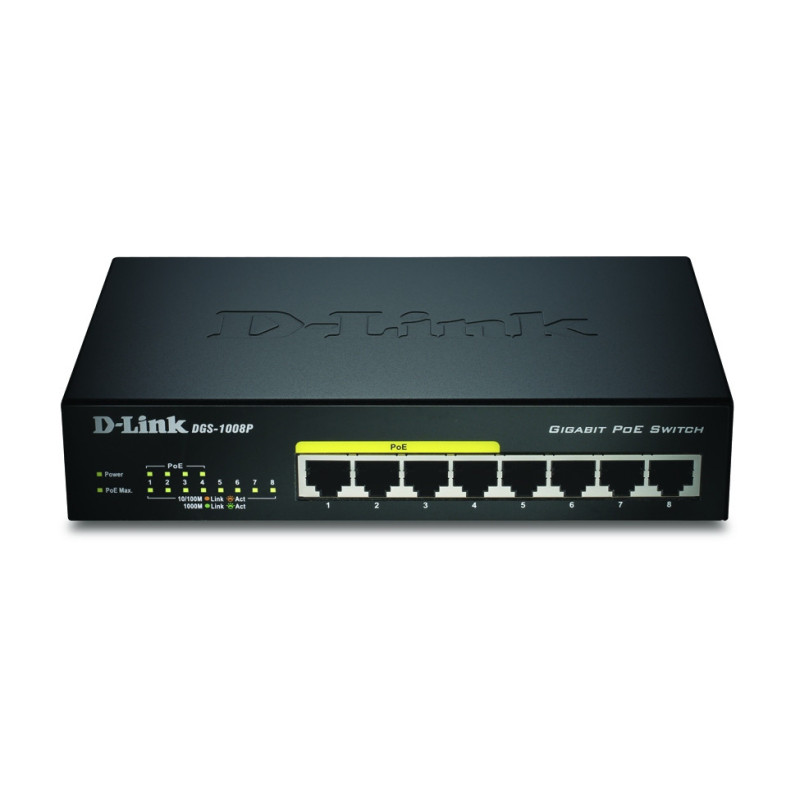 D-Link DGS-1008P/E switch di rete Non gestito L2 Supporto Power over Ethernet (PoE) Nero