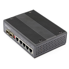 StarTech.com Switch rete LAN industriale a 6 porte - 4 porte PoE RJ45 + 2 slot SFP 30W - 10 100 1000Mbps Power over Ethernet -