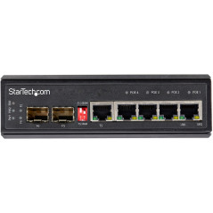 StarTech.com Switch rete LAN industriale a 6 porte - 4 porte PoE RJ45 + 2 slot SFP 30W - 10 100 1000Mbps Power over Ethernet -