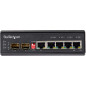 StarTech.com Switch rete LAN industriale a 6 porte - 4 porte PoE RJ45 + 2 slot SFP 30W - 10/100/1000Mbps Power over Ethernet -