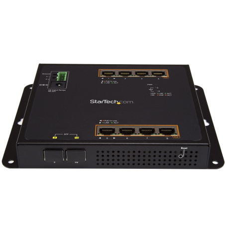 StarTech.com Switch Ethernet Gigabit a 8 porte PoE+ con 2 connessioni SFP - Gestito - Montabile a Parete con accesso frontale