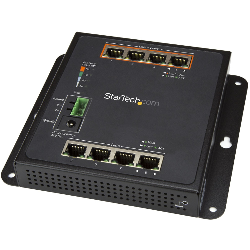 StarTech.com Switch industriale a 8 porte Gigabit PoE - 4 x PoE+ 30W - Power Over Ethernet - Switch gestito GbE Layer/L2 in