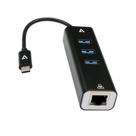 V7 V7UCRJ45USB3 replicatore di porte e docking station per laptop USB tipo-C Nero