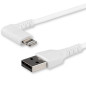 StarTech.com Cavo da USB-A a Lightening da 2m durevole - bianco ad angolo retto a 90 in fibra aramidica - Robusto e resistente