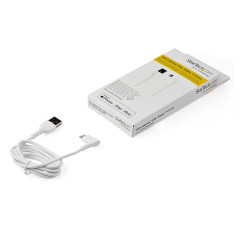 StarTech.com Cavo da USB-A a Lightening da 1m durevole - bianco ad angolo retto a 90° in fribra aramidica - Robusto e