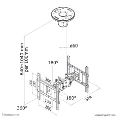 Neomounts Supporto da soffitto per schermi LCD LED TFT