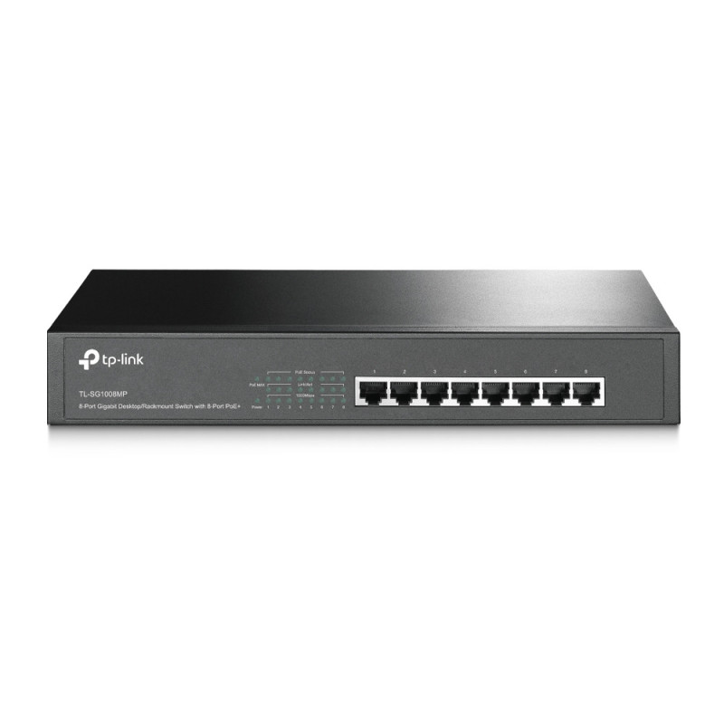 TP-Link TL-SG1008MP Non gestito Gigabit Ethernet (10/100/1000) Supporto Power over Ethernet (PoE) 1U Nero