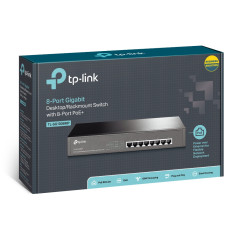 TP-Link TL-SG1008MP Non gestito Gigabit Ethernet (10 100 1000) Supporto Power over Ethernet (PoE) 1U Nero