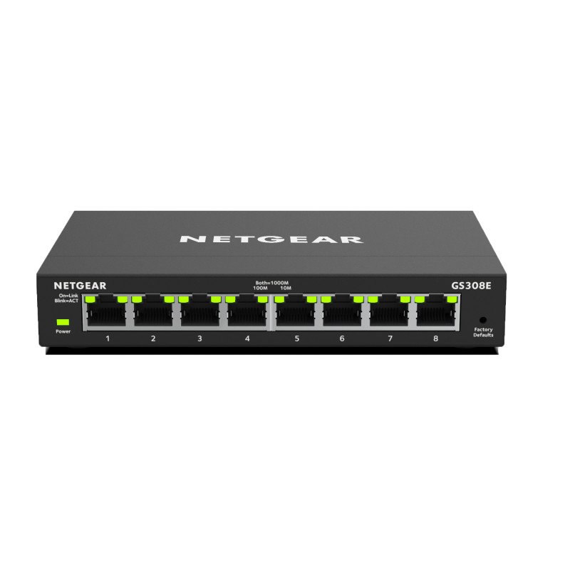 NETGEAR GS308E Gestito Gigabit Ethernet (10/100/1000) Nero