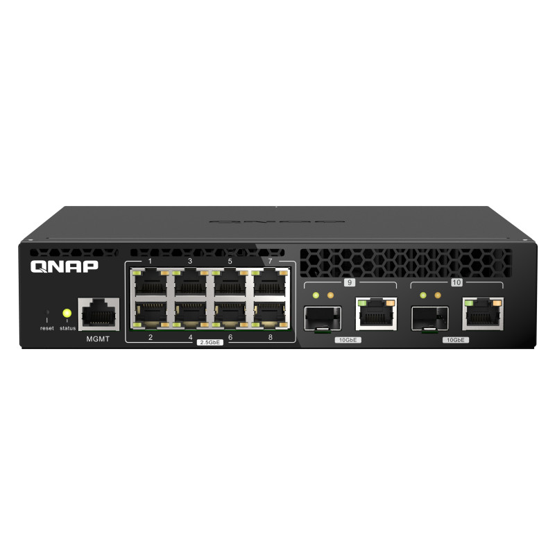 QNAP QSW-M2108R-2C switch di rete Gestito L2 2.5G Ethernet (100/1000/2500) Supporto Power over Ethernet (PoE) Nero