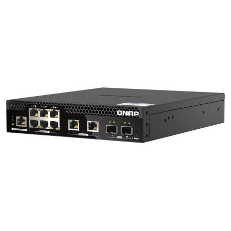 QNAP QSW-M2106PR-2S2T switch di rete Gestito L2 10G Ethernet (100 1000 10000) Supporto Power over Ethernet (PoE) 1U Nero