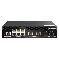 QNAP QSW-M2106PR-2S2T switch di rete Gestito L2 10G Ethernet (100 1000 10000) Supporto Power over Ethernet (PoE) 1U Nero