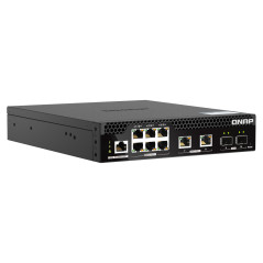 QNAP QSW-M2106PR-2S2T switch di rete Gestito L2 10G Ethernet (100 1000 10000) Supporto Power over Ethernet (PoE) 1U Nero