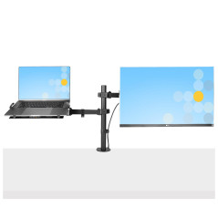 StarTech.com Braccio Monitor da Scrivania con Ripiano VESA Ventilato per Laptop (4.5kg) e Display fino a 32" (8kg), Nero,