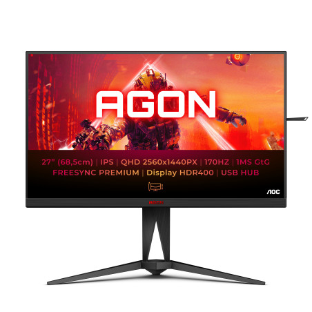 AOC AG275QX EU Monitor PC 68,6 cm (27") 2560 x 1440 Pixel Quad HD Nero, Rosso