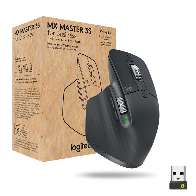 Logitech MX Master 3s for Business mouse Ufficio Mano destra RF senza fili + Bluetooth Laser 8000 DPI