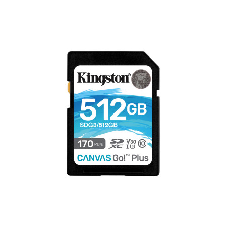 Kingston Technology Scheda SDXC Canvas Go Plus 170R C10 UHS-I U3 V30 da 512GB