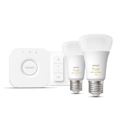 Philips Hue White ambiance Starter Kit Bridge + 2 Lampadine Smart E27 75W + Dimmer Switch